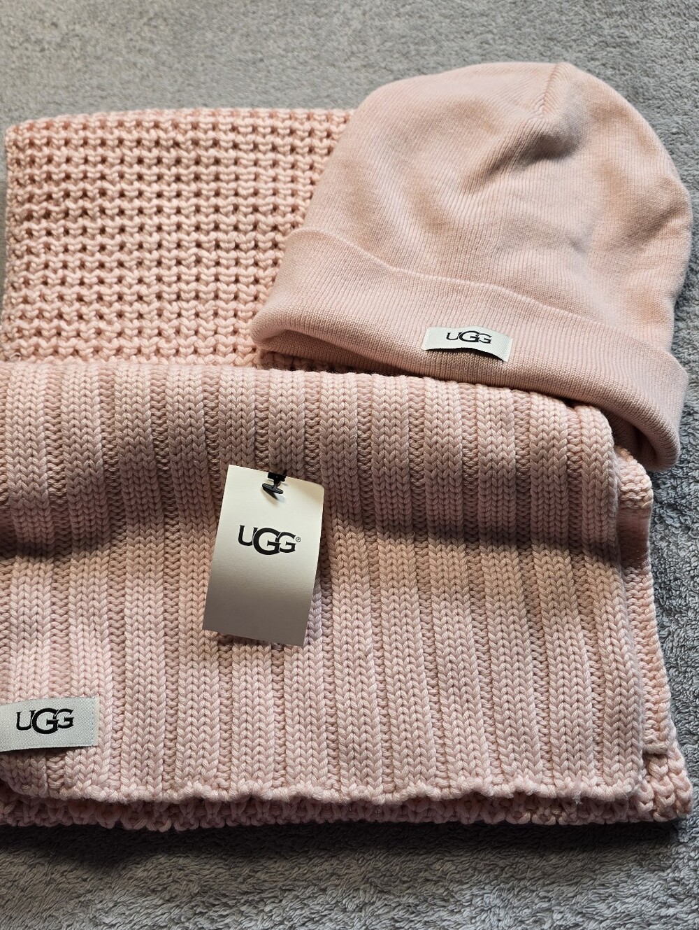 Sweater Knit Scarf And Hat Dusty Pink Rose